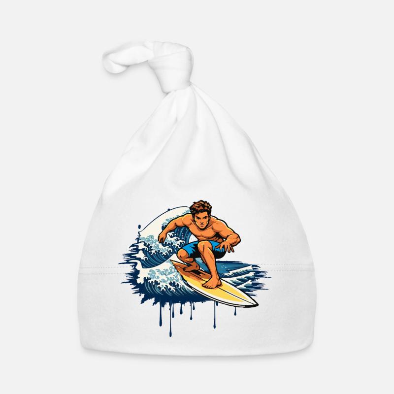Dynamische Graffiti Illustration  eines Surfers Baby Bio-Mütze