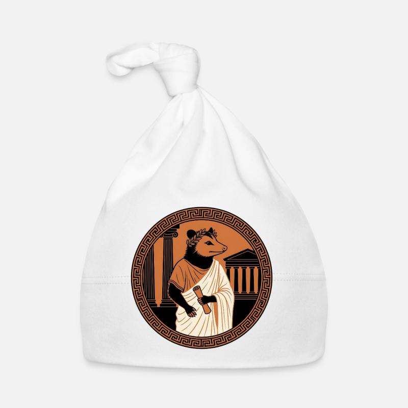 Classical Philosopher Opossum In Antique Toga Organic Baby Cap