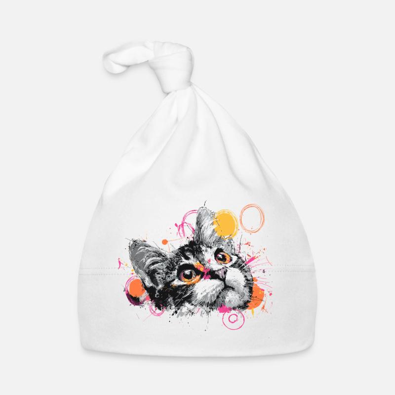 Cat Head Color Explosion Organic Baby Cap