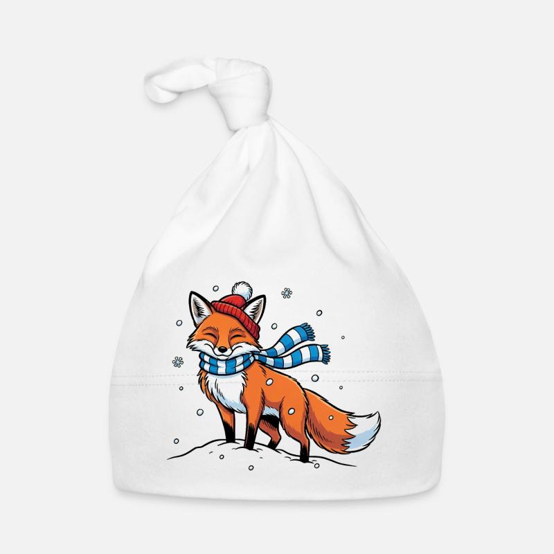 Winterfuchs mit Schal Baby Bio-Mütze