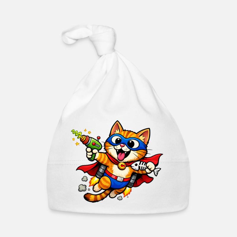 Superheldenkatze im Flug Baby Bio-Mütze