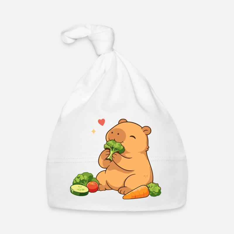 Le capybara adore les légumes – détendu et mignon Bonnet bio Bébé
