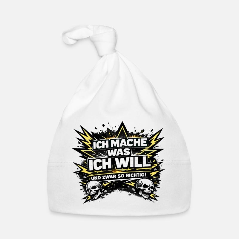Je fais ce que je veux – Skull & Blitze - Bonnet bio Bébé - blanc