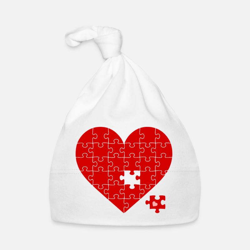 Rotes Puzzle Herz: Baby Bio-Mütze