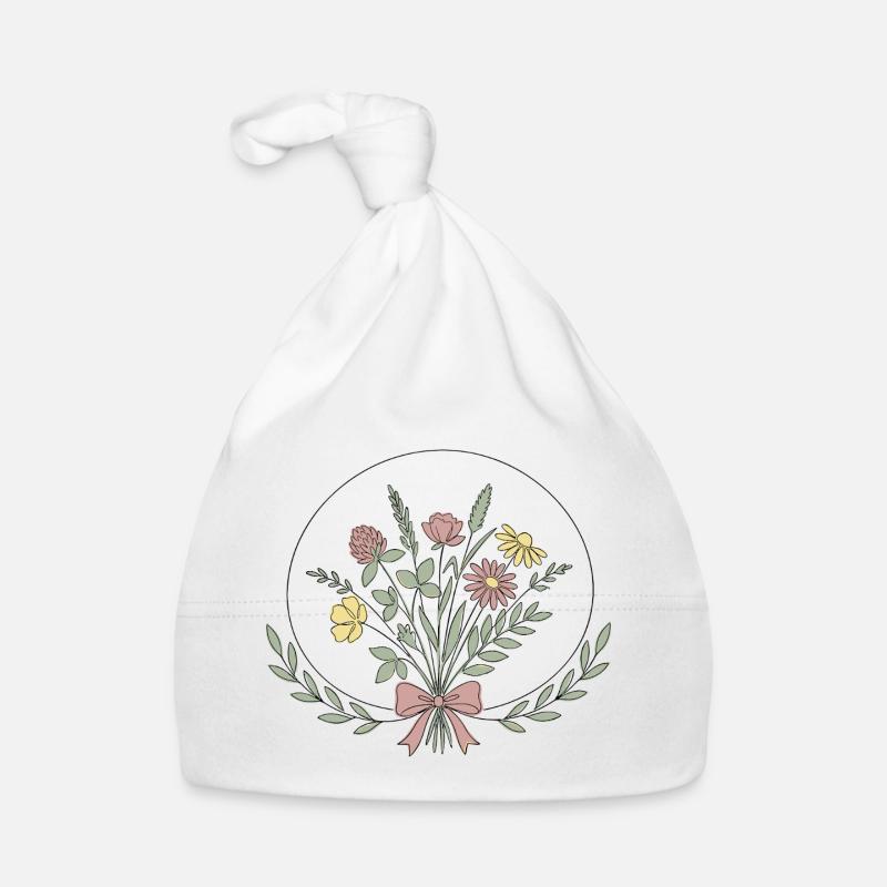 Dessin en ligne Bohème des fleurs Blumen - Bonnet bio Bébé - blanc