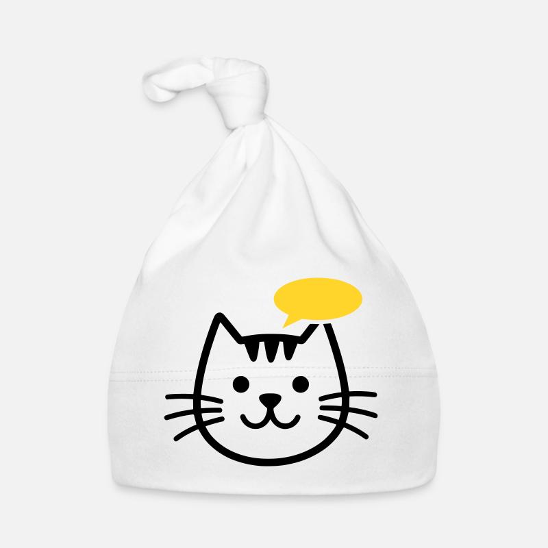 Cat head with yellow speech bubble Organic Baby Cap