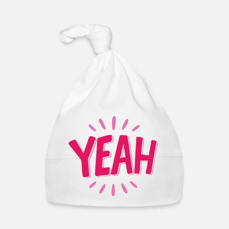 yes pink lettering with rays Organic Baby Cap