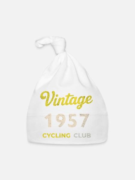 Millésime 1957 – Année de naissance rétro du Cycling Club - Bonnet bio Bébé - blanc - Devant