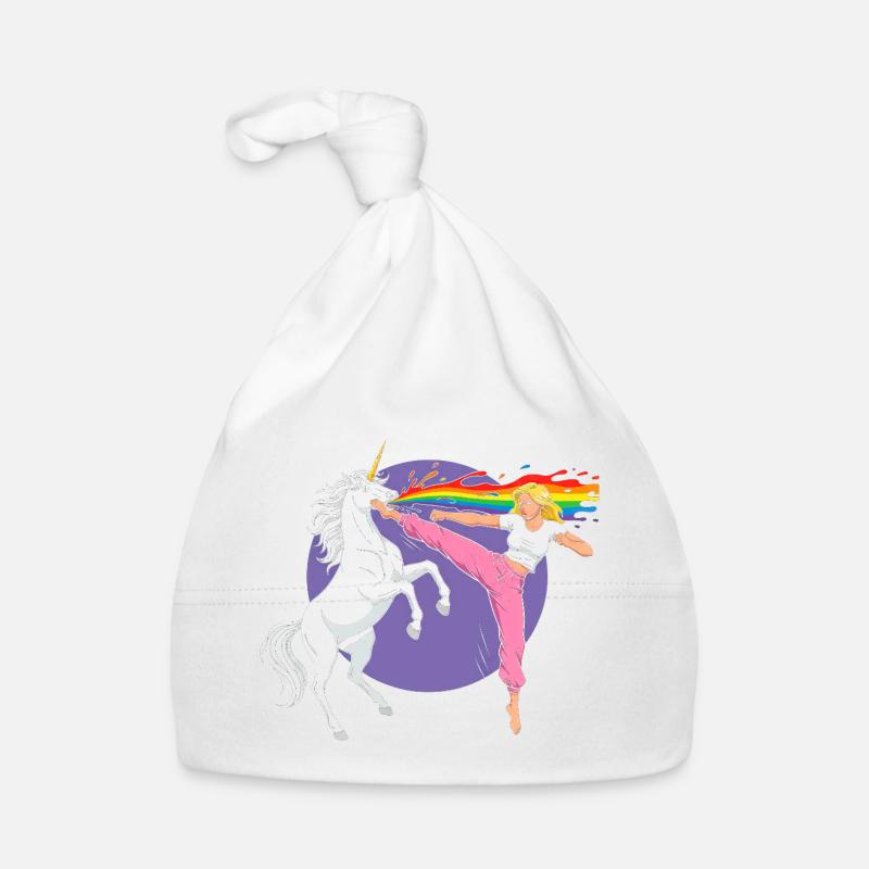 Battle Rainbow: Unicorn vs Dancer Organic Baby Cap
