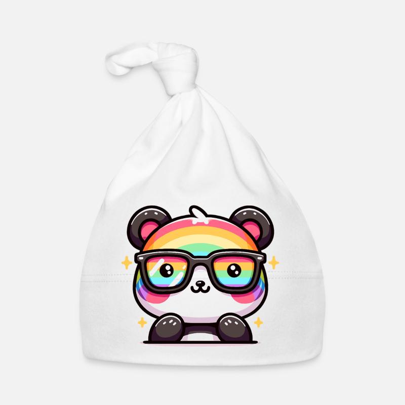 Regenbogen Panda mit Sonnenbrille Baby Bio-Mütze