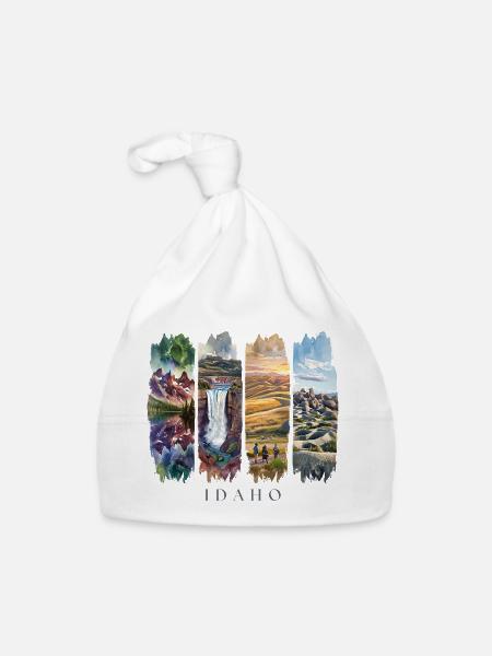 Idaho Vacation Travel – Mountains & Wilderness Motif - Organic Baby Cap - white - Front