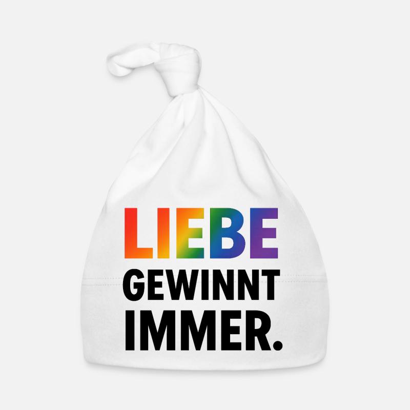Regenbogen Spruch Liebe Gewinnt Immer Baby Bio-Mütze