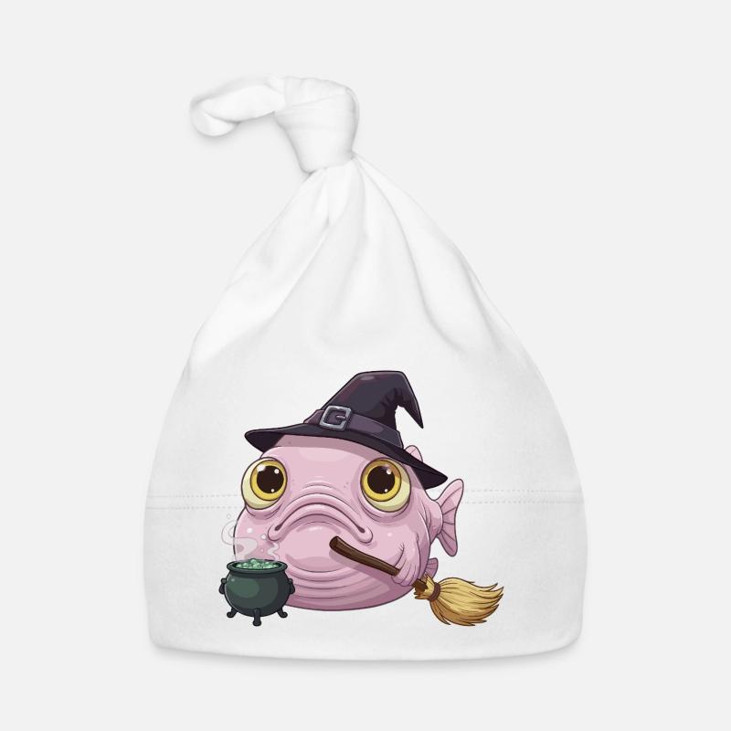 Poisson-Blobfish Drôle - Chapeau de Sorcière et Chaudron Magique Bonnet bio Bébé