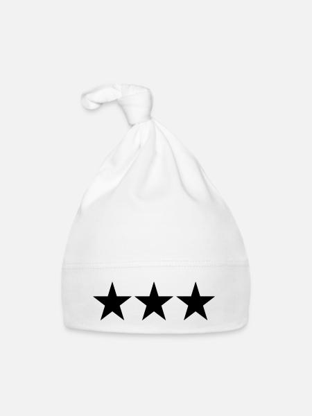 3 ÉTOILES - Bonnet bio Bébé - blanc - Devant
