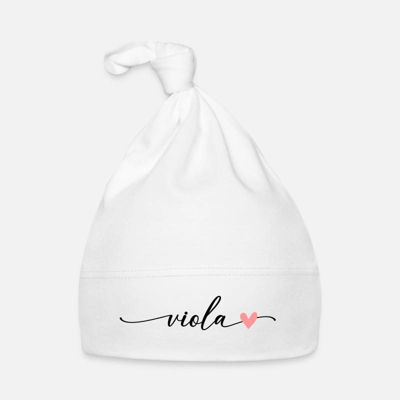 Viola Surname First name Calligraphy Script - Organic Baby Cap - white
