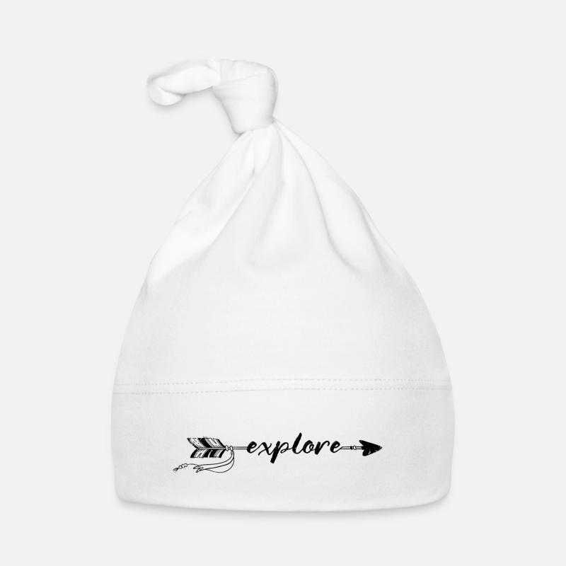explore Schriftzug Boho Style Reise Spruch Sprüche Baby Bio-Mütze