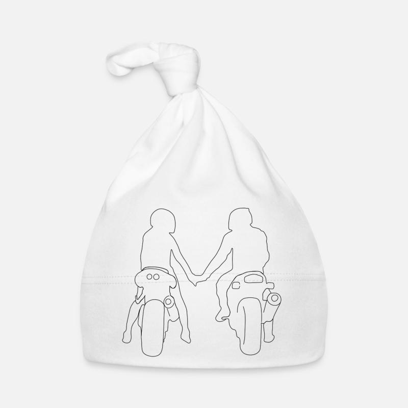 couple de motards - Bonnet bio Bébé - blanc