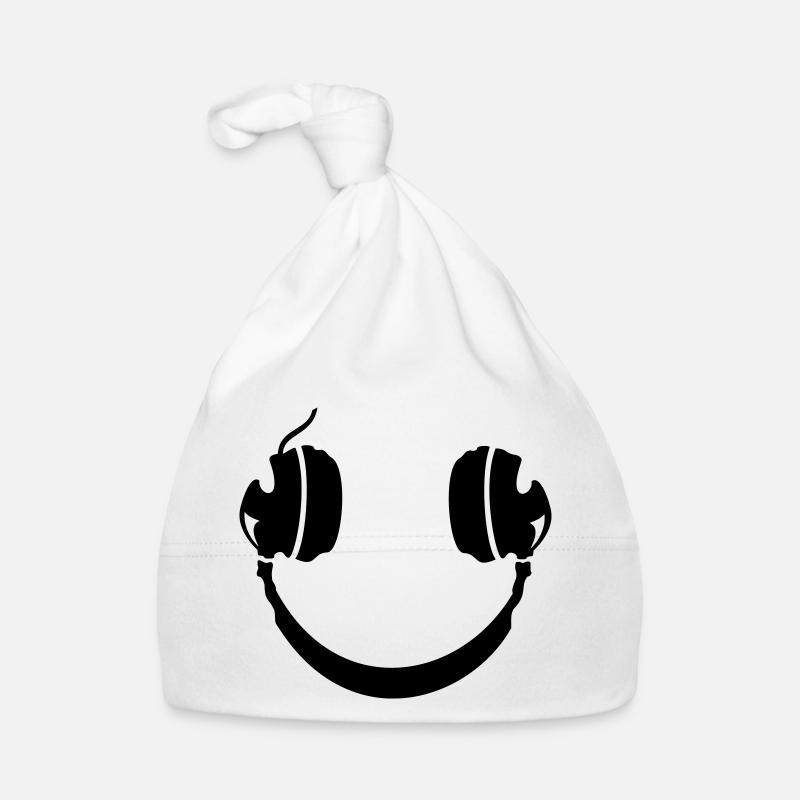 Smiley Headphone - Baby Bio-Mütze - Weiß