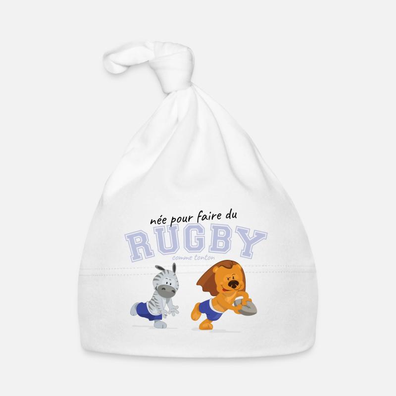 jouer au rugby comme tonton - Bonnet bio Bébé - blanc