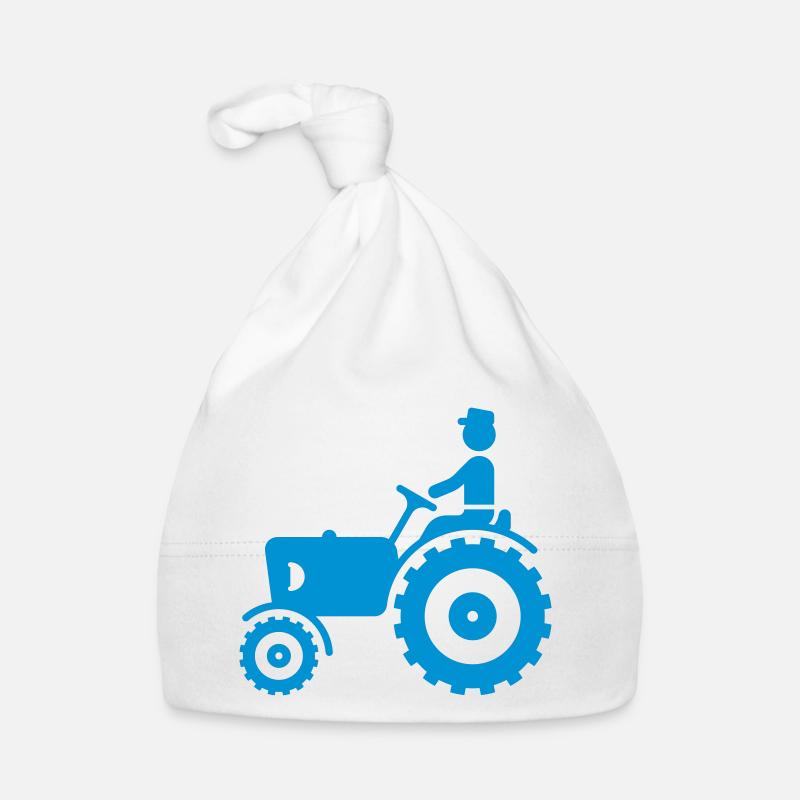 Bauer mit Trecker / Traktor - Baby Bio-Mütze - Weiß