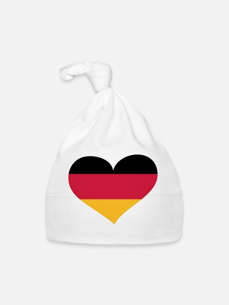 Deutschland Herz; Heart Germany - Bonnet bio Bébé - blanc - Devant