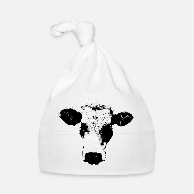 Cow black and white comic Organic Baby Cap
