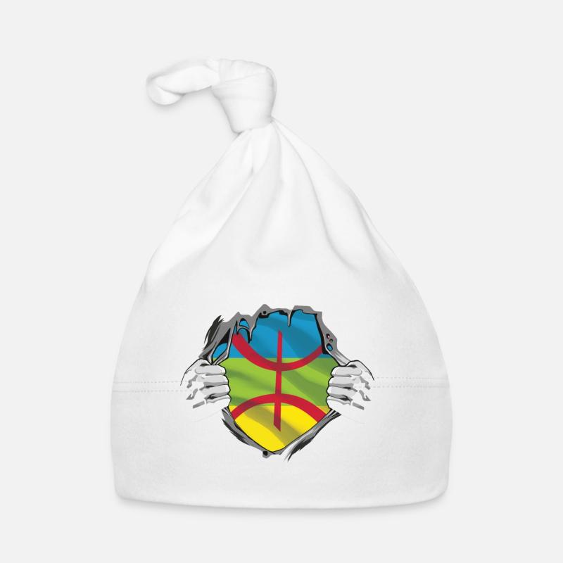 die Amazigh-Flagge in den Eingeweiden - Baby Bio-Mütze - Weiß