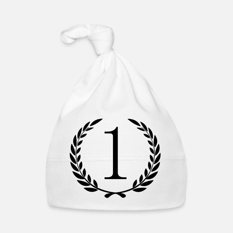 Winner wreath laurel wreath around first number 1 Organic Baby Cap