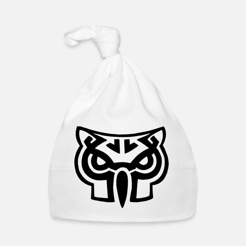 Black owl head Organic Baby Cap