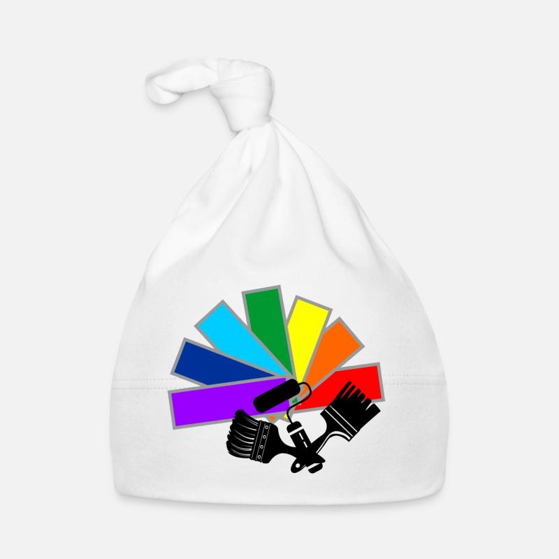 Deck de ventilateur de couleur avec pinceaux d’ombre et logo de rouleau - Bonnet bio Bébé - blanc
