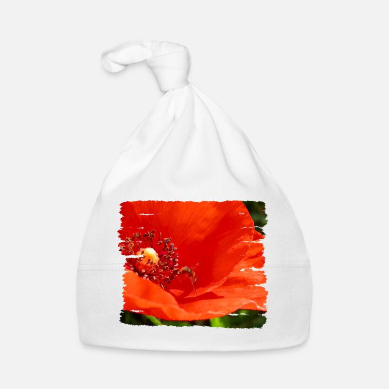 Wild bee feasts on poppy blossom Organic Baby Cap