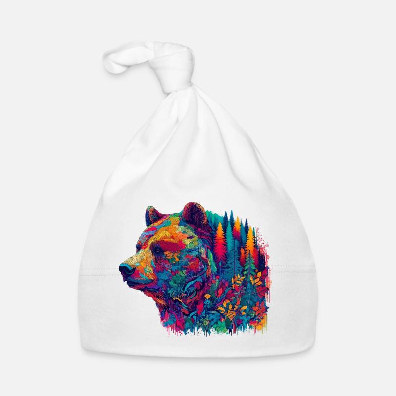 Bear decorated with a forest landscape Organic Baby Cap