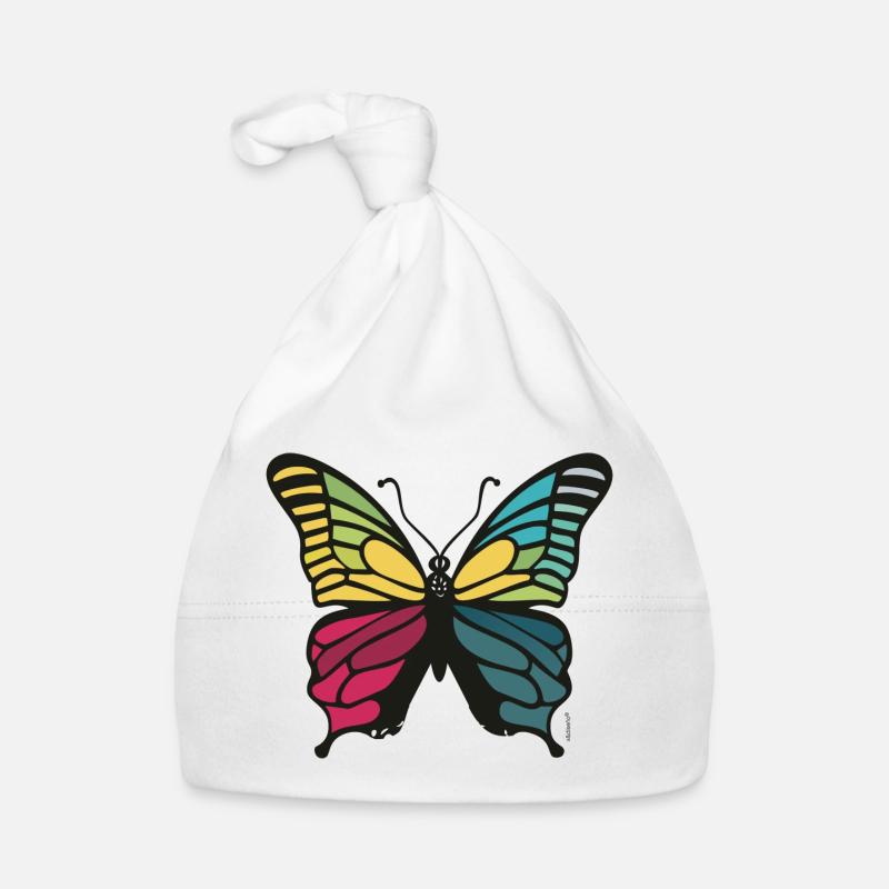 Lebendiger Regenbogenschmetterling Baby Bio-Mütze