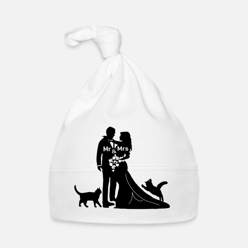 Jeunes mariés avec mariage de deux chats Bonnet bio Bébé