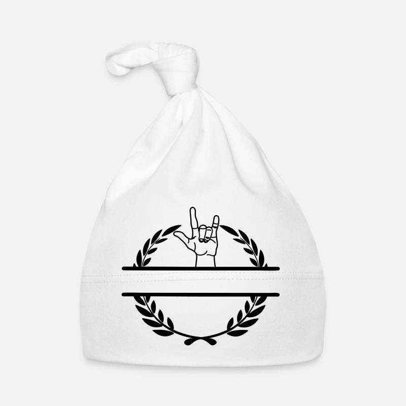 Geste de la main de respect dans une couronne de laurier Bonnet bio Bébé