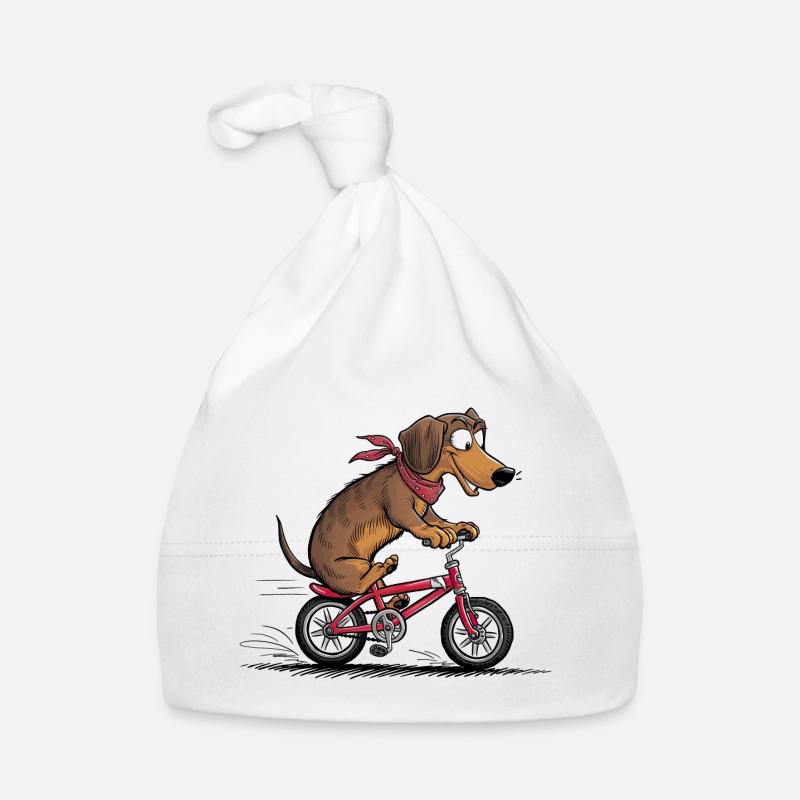 Dachshund with bicycle Organic Baby Cap