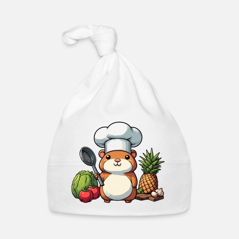 Chef Hamster Capybara with Chef's Hat Cooks Organic Baby Cap