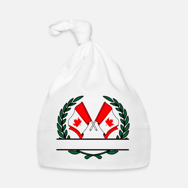 Bannière de couronne de laurier de Drapeaux Canada Bonnet bio Bébé