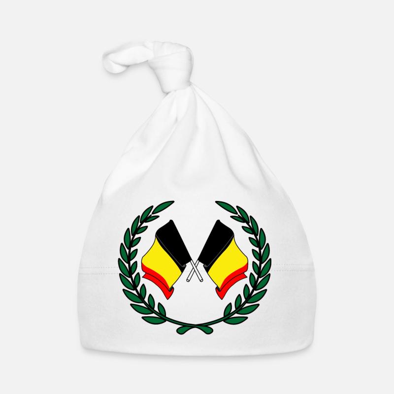Drapeaux Belgique en couronne de laurier Bonnet bio Bébé