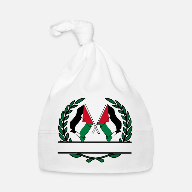 Drapeaux, bannière, couronne de laurier palestinienne - Bonnet bio Bébé - blanc