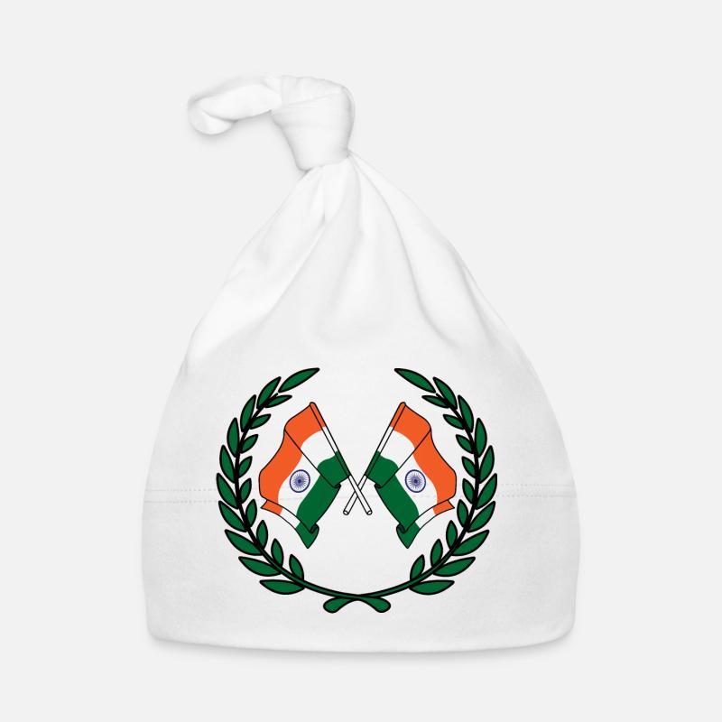 Flags India in laurel wreath Organic Baby Cap