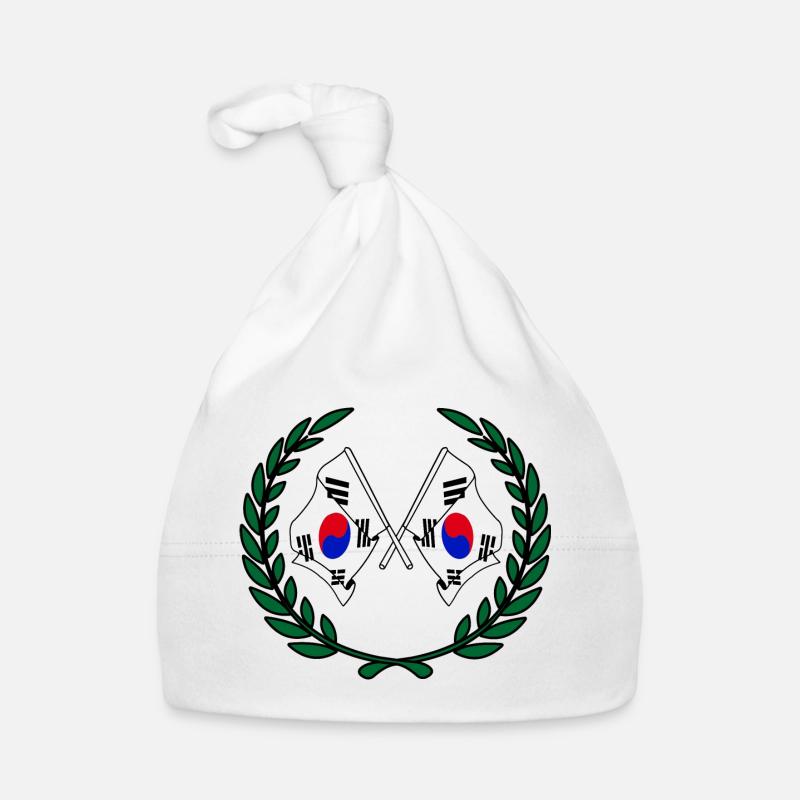 Drapeaux Corée du Sud en couronne de laurier Bonnet bio Bébé