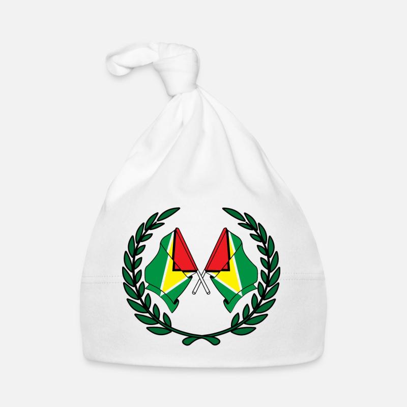 Drapeaux Guyane en couronne de laurier Bonnet bio Bébé