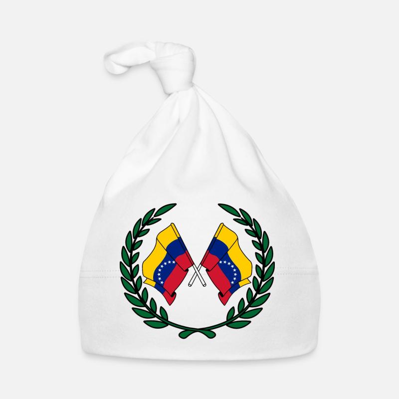 Flags Venezuela in laurel wreath Organic Baby Cap