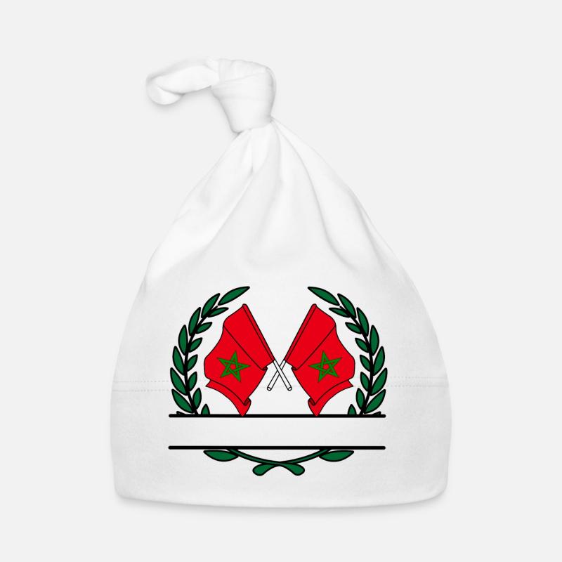 Drapeaux Maroc couronne de laurier bannière - Bonnet bio Bébé - blanc