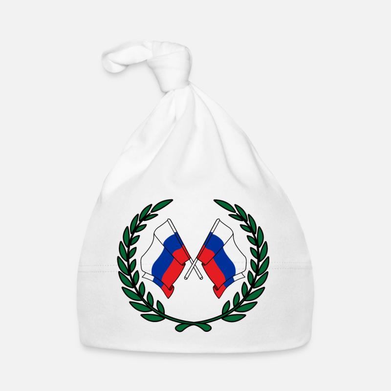 Flags Russia in laurel wreath Organic Baby Cap