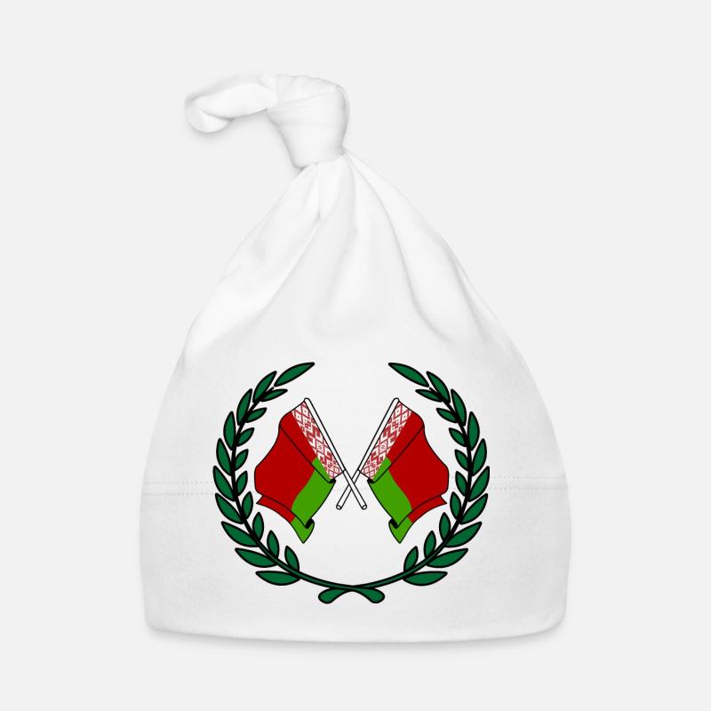 Drapeaux Biélorussie en couronne de laurier Bonnet bio Bébé
