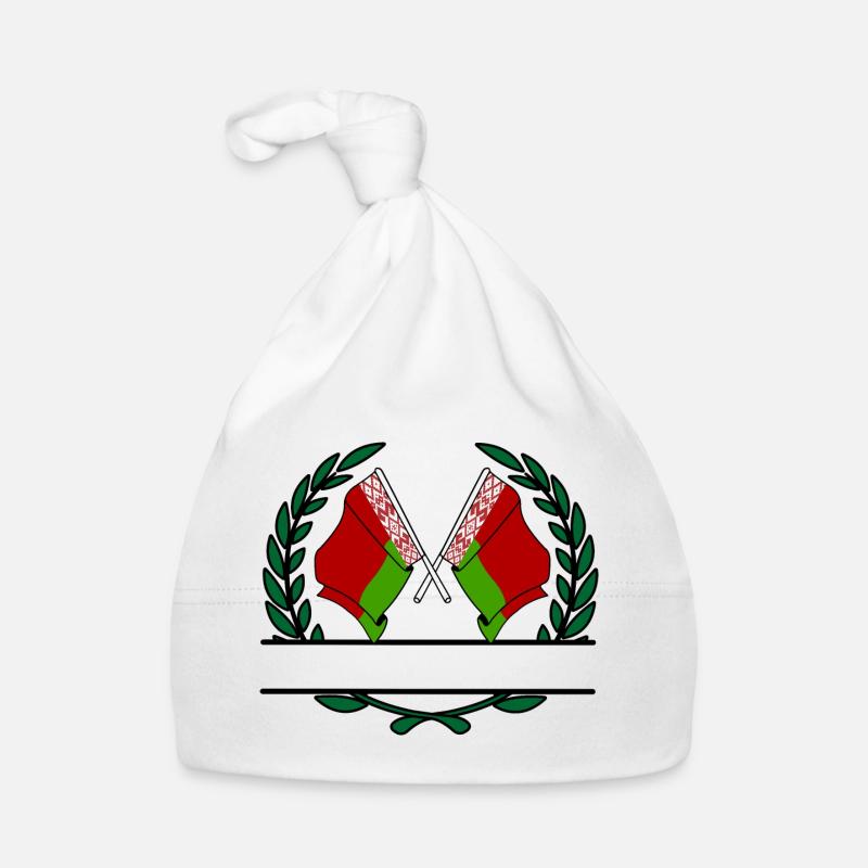 Drapeaux Biélorussie couronne de laurier bannière Bonnet bio Bébé