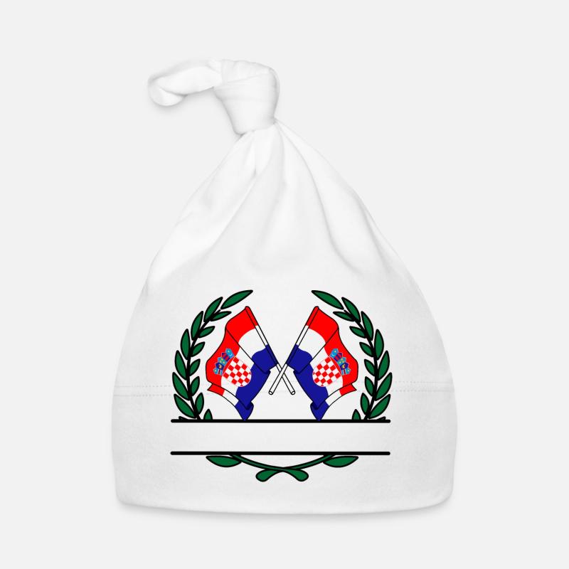 Drapeaux Croatie couronne de laurier bannière Bonnet bio Bébé