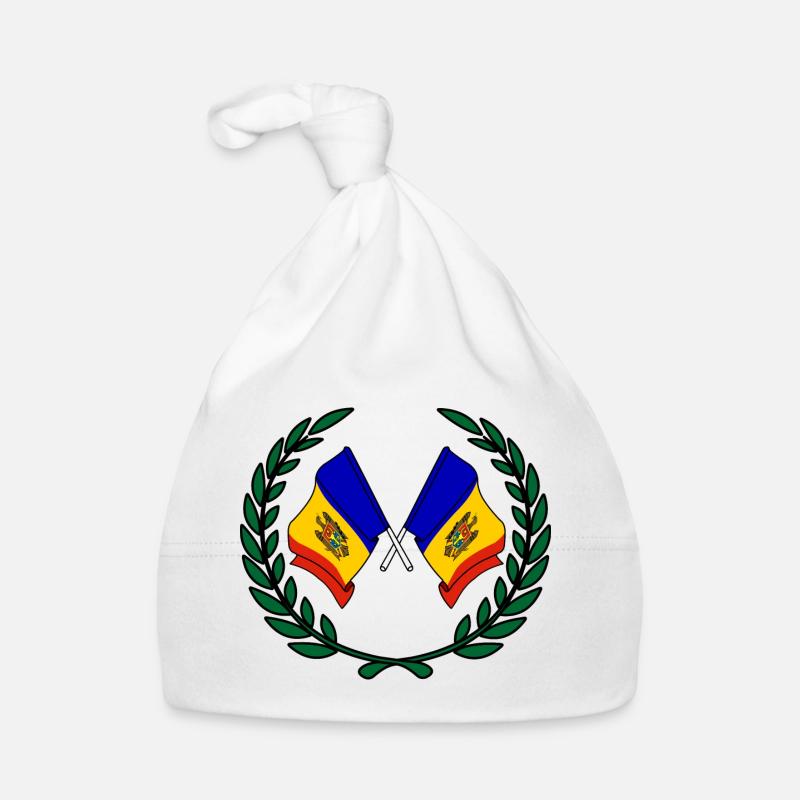 Drapeaux de la Moldavie en couronne de laurier Bonnet bio Bébé